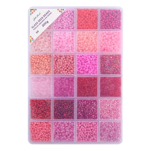 John Bead Glass Seed Beads 8/0 300g-Rosy Daydream - 5A003M8D-1HHG7 - 665772312999