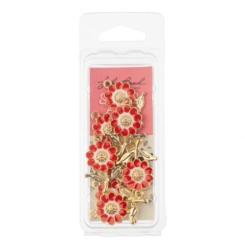John Bead Sweet & Petite Charms 8/Pkg-Daisy Red - 5A003M1Z-1HH3G - 665772322653