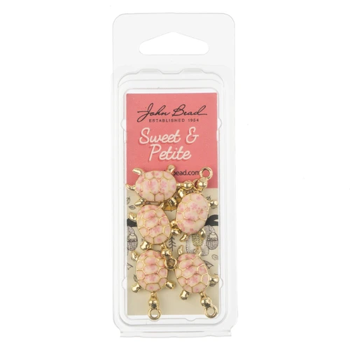 John Bead Sweet & Petite Charms 5/Pkg-Turtle Pink - 5A003LXX-1HH4V - 665772322622