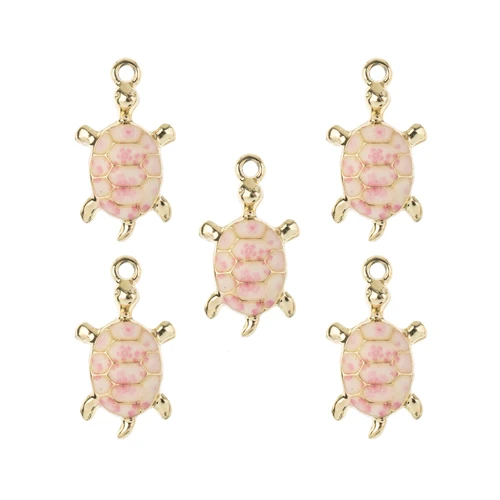 John Bead Sweet & Petite Charms 5/Pkg-Turtle Pink - 5A003LXX-1HH4V