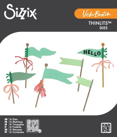 Sizzix Thinlits Die Set By Vicki Boutin 16PK-Layering Pennant Flags - 5A003T29-1HPG5 - 630454295389