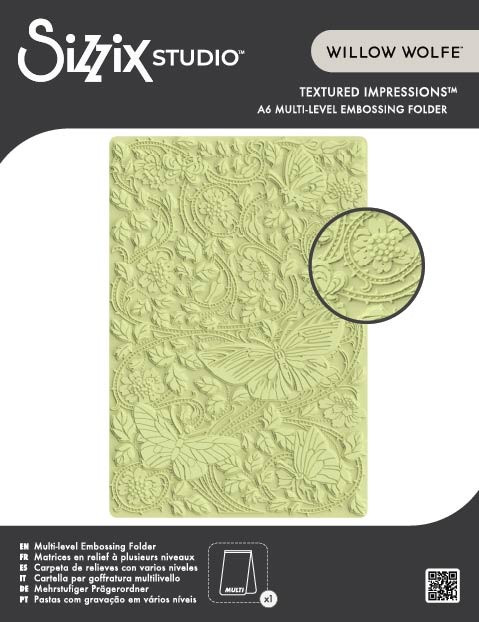 Sizzix Studio Multi-Level Embossing Folder By Willow Wolfe-Nouveau Butterfly - 5A003T1Y-1HPGF - 630454294016