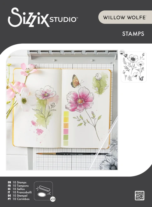 Sizzix Clear Stamps Set By Willow Wolfe 10/Pkg-Cosmos And Butterflies - 5A003DJD-1H9R3 - 630454293057