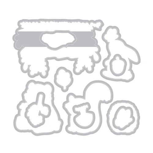 Sizzix Clear Stamps Set 10PK w/10PK Framelits Die-Forest Friends - 5A003S6S-1HNZW