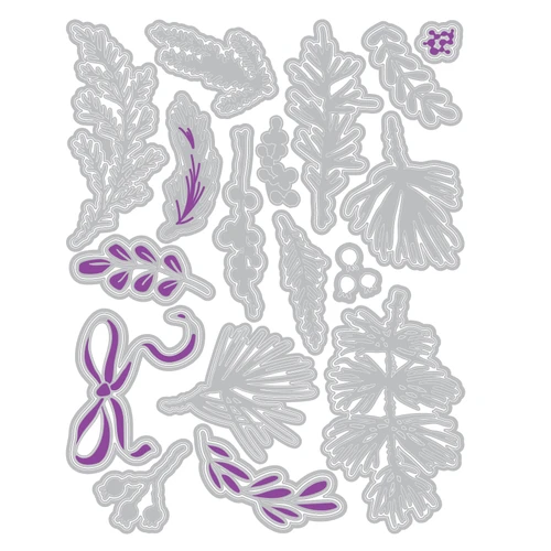 Sizzix Clear Stamps Set w/Framelits Die By Vicki Boutin-Winter Greenery - 5A003T22-1HPGR