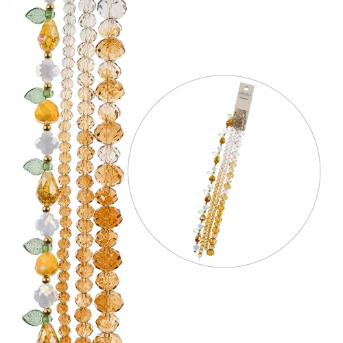 John Bead Crystal Lane DIY Flower Bead Strand 7" -Teardrop, Pear, Rondelle, Leaves - 5A003QH2-1HLVM