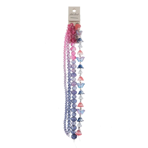 John Bead Crystal Lane DIY Flower Bead Strand 7" -Pink to Blue Mix - 5A003QL6-1HLTF - 665772312500