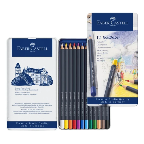 Creative Studio Goldfaber Color Pencil Metal Tin 12/Pkg-Assorted Colors - 5A00308D-1H1SC