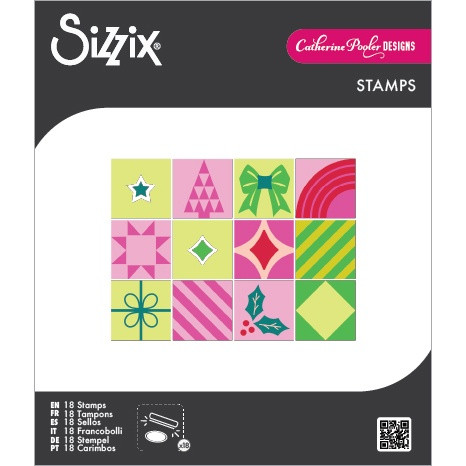 Sizzix Clear Stamps Set 18PK by Catherine Pooler-Print & Pattern Holiday in the Square - 5A003S62-1HP05 - 630454294986