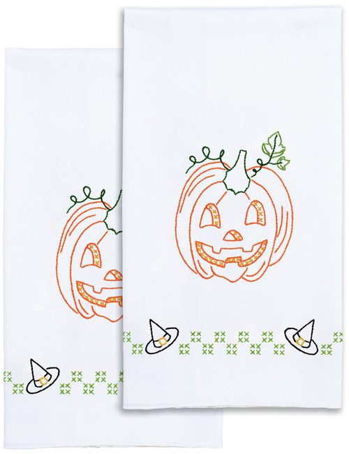 2 Pack - Jack Dempsey Stamped Decorative Hand Towel Pair 17"X28"-Halloween - 320 875