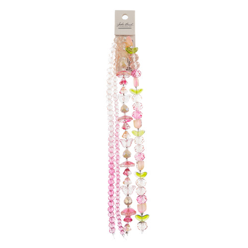 John Bead Crystal Lane DIY Flower Bead Strand Mix Honey 7"-Tulip Pink, Butterflies, Rondelle - 5A003QMQ-1HM01 - 665772312074