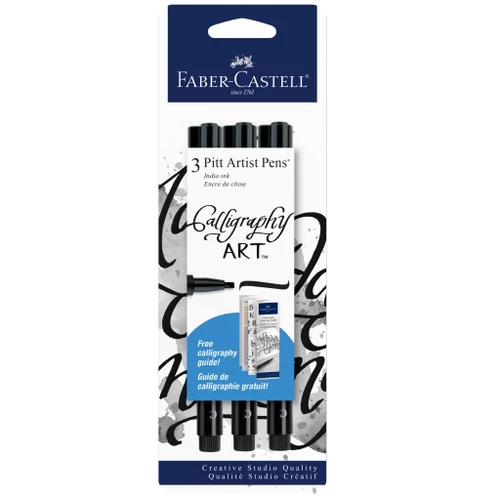 Creative Studio PITT Calligraphy Pens 2.5mm Chisel Tip 3/Pkg-Black - 800076 - 092633801086