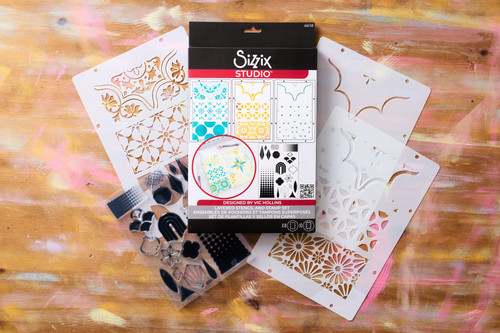 Sizzix Clear stamp Set 18/Pkg W/ Stencils 3/PKg By Vic Von S-Geometric - 5A002BL6-1GF31