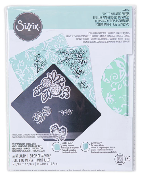 2 Pack - Sizzix Printed Magnetic Sheets 6.75"X5.75" 3/Pkg-Mint Julep - 664893 - 630454265948