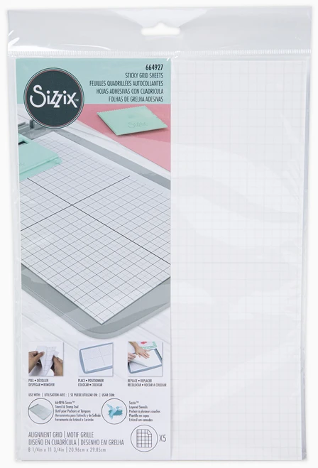 2 Pack - Sizzix Accessory Sticky Grid Sheets 8.25"X11.75"-5 Sheets - 664927 - 630454266280