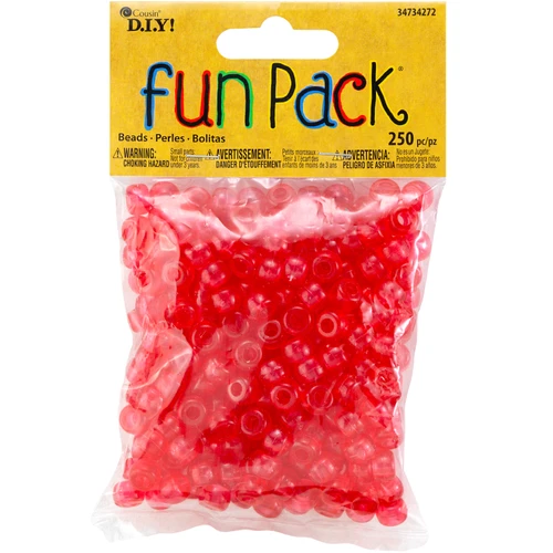 12 Pack - CousinDIY Fun Pack Acrylic Pony Beads 250/Pkg-Clear Red - 34734272 - 016321196704