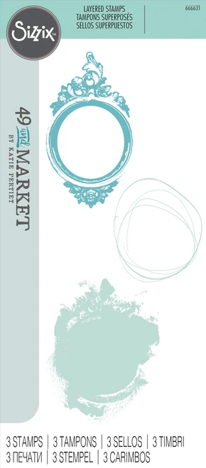 Sizzix Layered Clear Stamps By 49 & Market-3/Pkg - 666631 - 630454289043