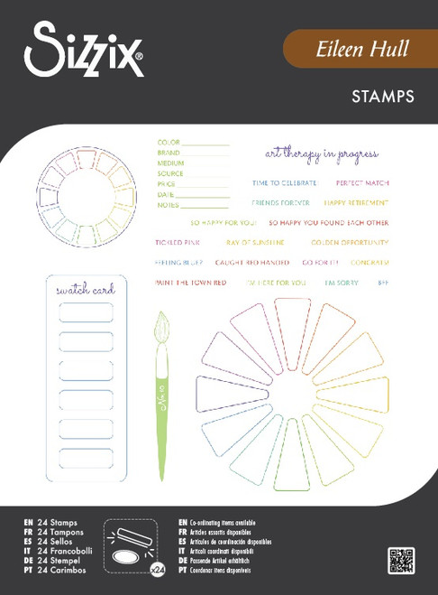 Sizzix A5 Clear Stamps by Eileen Hull 24/Pkg-Swatch Cards - 5A002MVX-1GP91 - 630454291886
