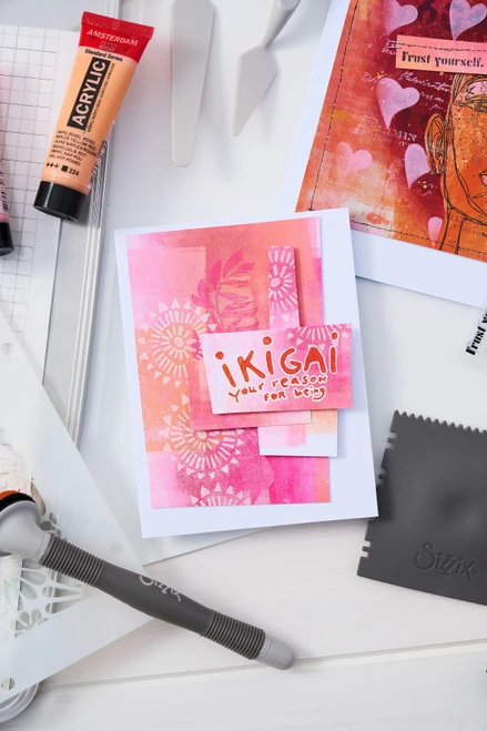 Sizzix Clear Stamp Set 5/Pkg W/Stencils 3/Pkg By Cat Kerr-Ikigai - 5A002BLH-1GF32