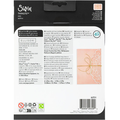 Sizzix Thinlits Dies Set By 49 And Market 10/Pkg-Laced Folio - 5A00322R-1H3QW Sizzix Thinlits Dies Set By 49 And Market 10/Pkg-Laced Folio - 5A00322R-1H3QW