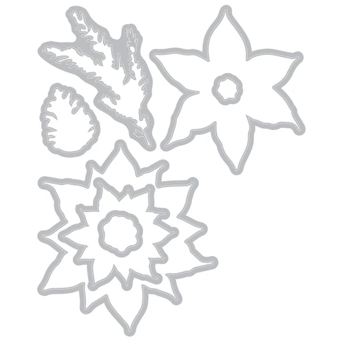 Sizzix Framelits Die & Stamp Set By 49 And Market 26/Pkg-Poinsettia Trio - 5A00322Q-1H3RK