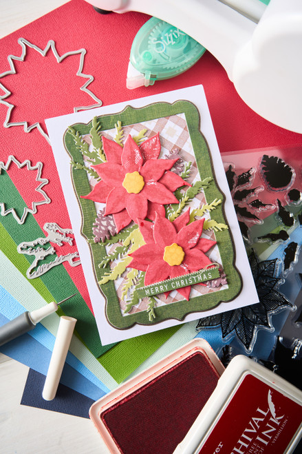 Sizzix Framelits Die & Stamp Set By 49 And Market 26/Pkg-Poinsettia Trio - 5A00322Q-1H3RK Sizzix Framelits Die & Stamp Set By 49 And Market 26/Pkg-Poinsettia Trio - 5A00322Q-1H3RK