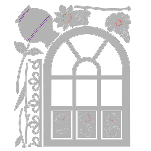 Sizzix Thinlits Die Set By Eileen Hull 13/Pkg-Windowsill Flowers And Vase - 5A003228-1H3RR