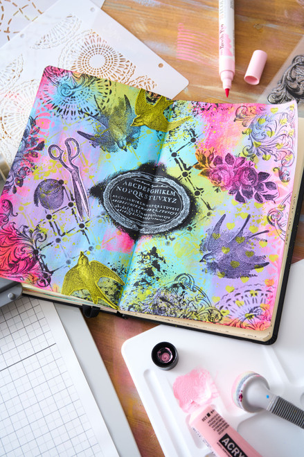 Sizzix Studio A5 Clear Stamp and Stencil Set By Mark Montano-Stitches - 5A00322Y-1H3R7