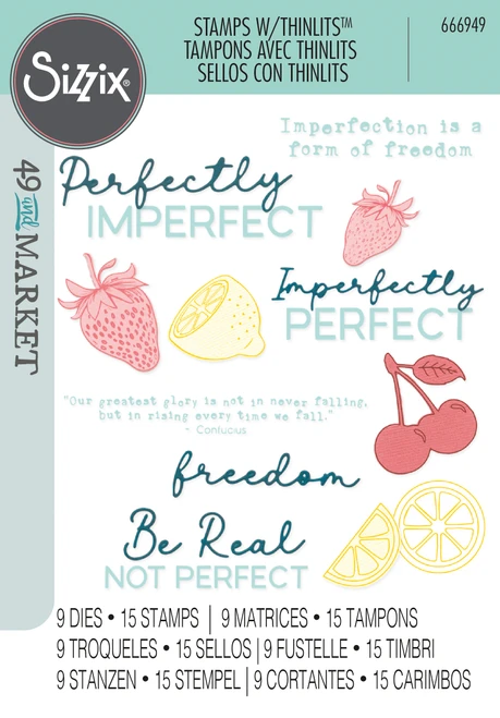 Sizzix Thinlits Die & A5 Stamp Set By 49 & Market-Perfectly Imperfect - 5A0034BM-1H615 - 630454292432