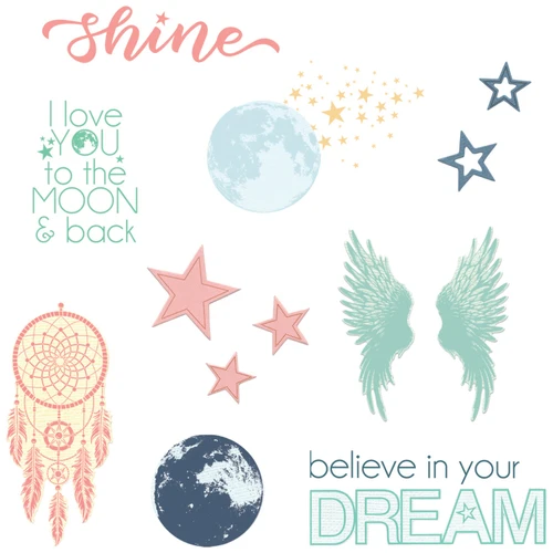 Sizzix Thinlits Die & A5 Stamp Set By 49 & Market-Starlight Dreams - 5A0034BV-1H618