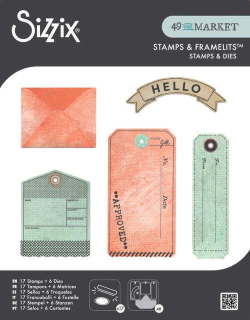 Sizzix Clear Stamp With Framlits Die By 49 & Market 6/Pk-Tag It - 5A003DJ7-1H9QR - 630454293828