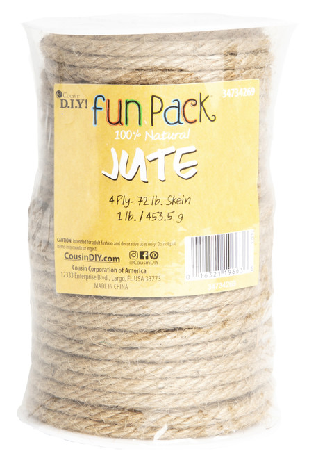 CousinDIY Jute Cord 4ply 72lbs-Natural (Approx. .25") - 34734269 - 016321196636