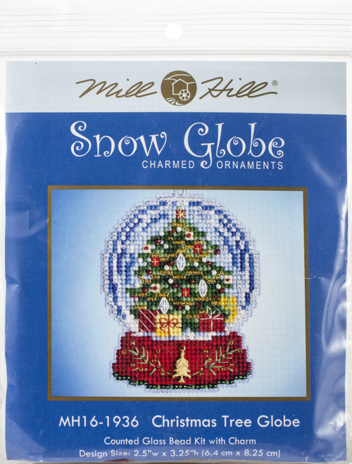 Mill Hill Counted Cross Stitch Ornament Kit 3.25"X2.5"-Christmas Tree Snow Globe (14 Count) - MH16-1936 - 098063000709