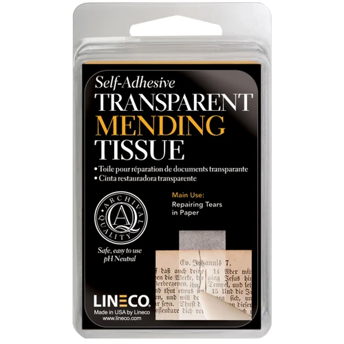 Lineco Self-Adhesive Book Mending Tissue-Transparent .5"X12' - 5330017M - 099295003445