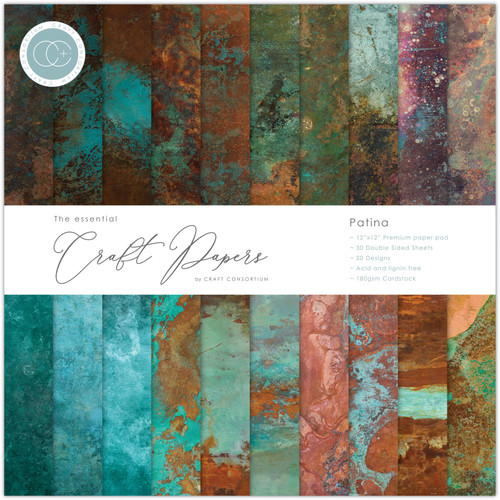 Craft Consortium Double-Sided Paper Pad 12"X12" 30/Pkg-Patina, 20 Designs CCPAD017 - 5060394629985