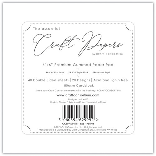 Craft Consortium Double-Sided Paper Pad 6"X6" 40/Pkg-Patina, 20 Designs - CPAD017B Craft Consortium Double-Sided Paper Pad 6"X6" 40/Pkg-Patina, 20 Designs - CPAD017B