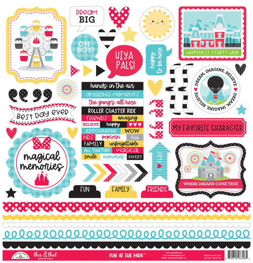 Doodlebug This & That Cardstock Stickers 12"X12"-Fun At The Park ST7326 - 842715073265