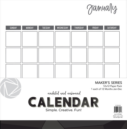 PhotoPlay Undated Calendar 12"X12"-1 Each Of 12 Months - PPP3080 - 709388330807