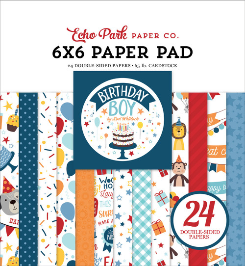 2 Pack Echo Park Double-Sided Paper Pad 6"X6" 24/Pkg-Birthday Boy IB263023 - 793888079700