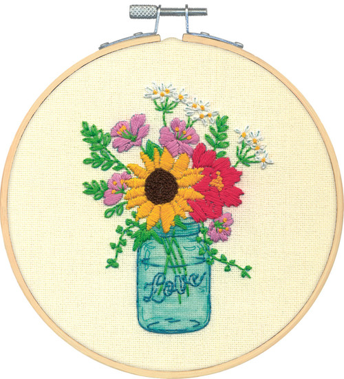 Dimensions Embroidery Kit 6" Round-Floral Jar - 72-76294 - 088677762940 Dimensions Embroidery Kit 6" Round-Floral Jar - 72-76294 - 088677762940