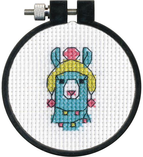 Dimensions Learn-A-Craft Counted Cross Stitch Kit 3" Round-Llama (11 Count) 72-76091