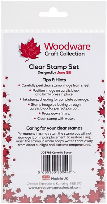 2 Pack Woodware Clear Stamps 4"X6"-Camellia Spray -JGS766