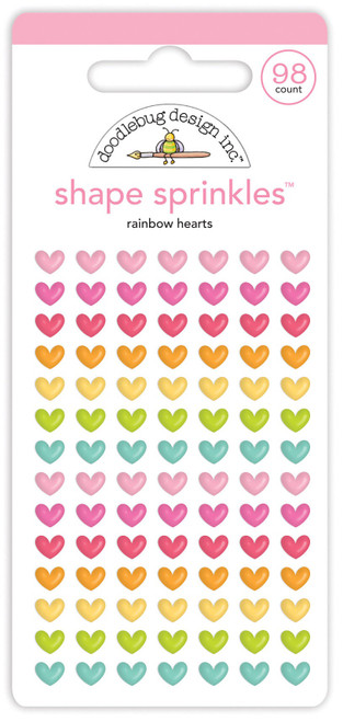 Doodlebug Sprinkles Adhesive Enamel Shapes-Rainbow Hearts DS7251 - 842715072510
