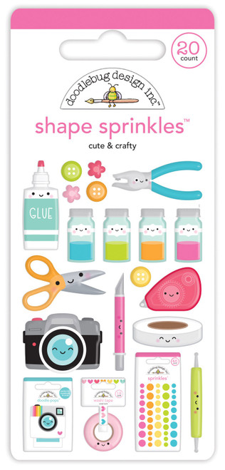 Doodlebug Sprinkles Adhesive Enamel Shapes-Cute & Crafty - DS7248 - 842715072480 Doodlebug Sprinkles Adhesive Enamel Shapes-Cute & Crafty - DS7248 - 842715072480