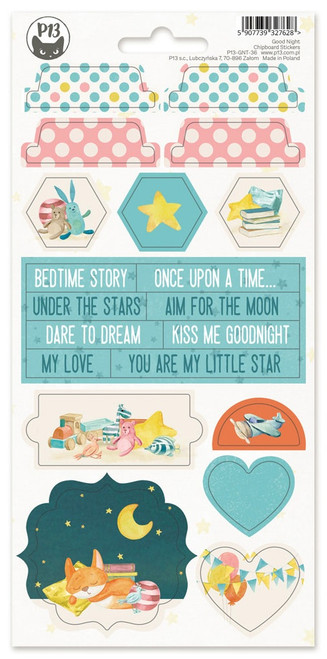 3 Pack - Good Night Chipboard Stickers 4"X8"-#03 - P13GNT36 - 59077393276285907739327628