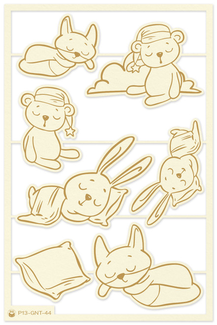 3 Pack P13 Die-Cut Chipboard Embellishments 4"X6"-Good Night #01, 7/Pkg P13GNT44