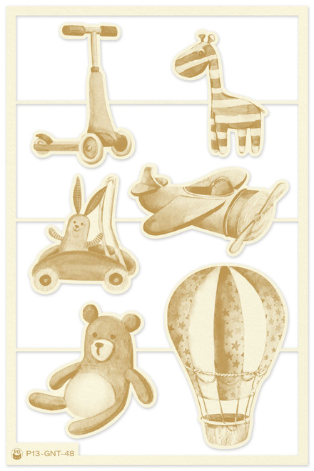 3 Pack - P13 Die-Cut Chipboard Embellishments 4"X6"-Good Night #05, 6/Pkg - P13GNT48