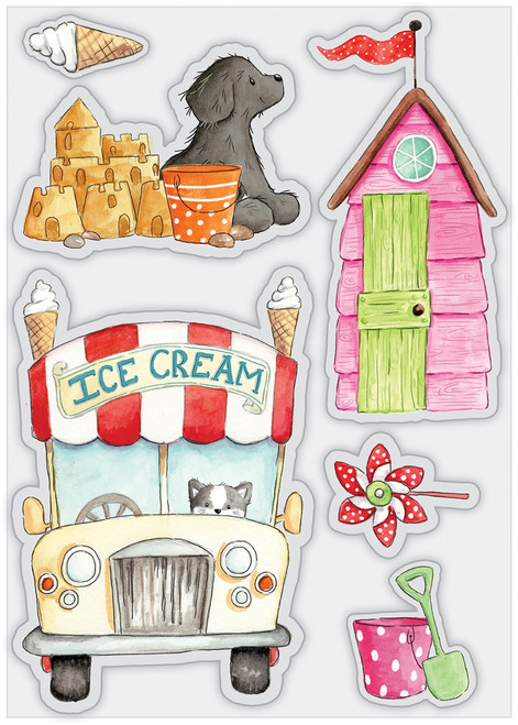 5 Pack Craft Consortium A5 Clear Stamps-Ice Cream, Sandy Paws CSTMP065