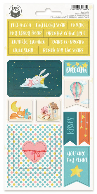 3 Pack - Good Night Chipboard Stickers 4"X8"-#01 - P13GNT34 - 59077393276045907739327604