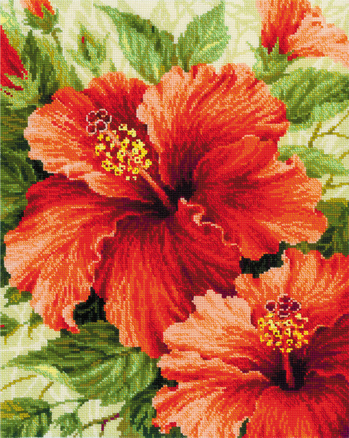 RIOLIS Counted Cross Stitch Kit 15.75"X19.75"-Hibiscus (10 Count) - R1967 - 46300150672534630015067253